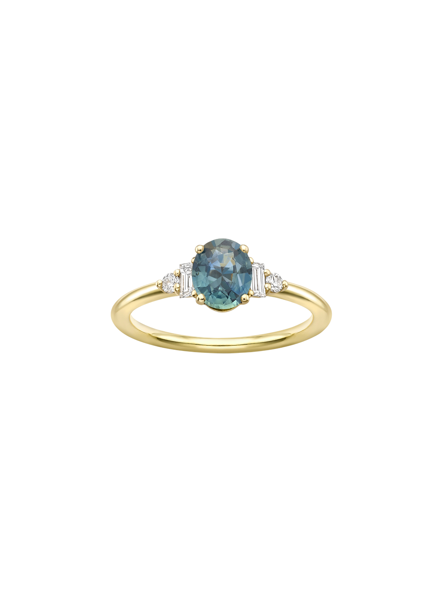Katie teal sapphire & diamond ring